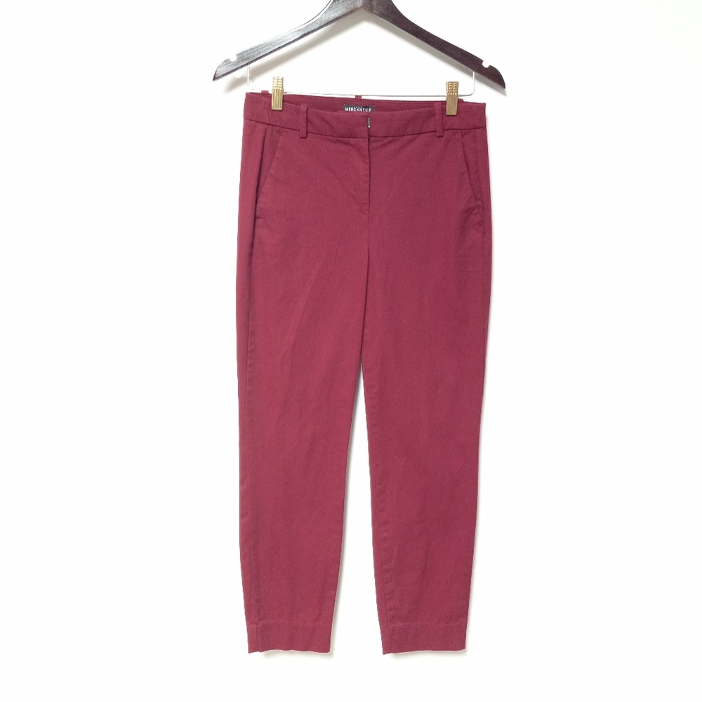 J. Crew Mercantile Burgundy Effortless Slim Crop Chino Pants Sz 2